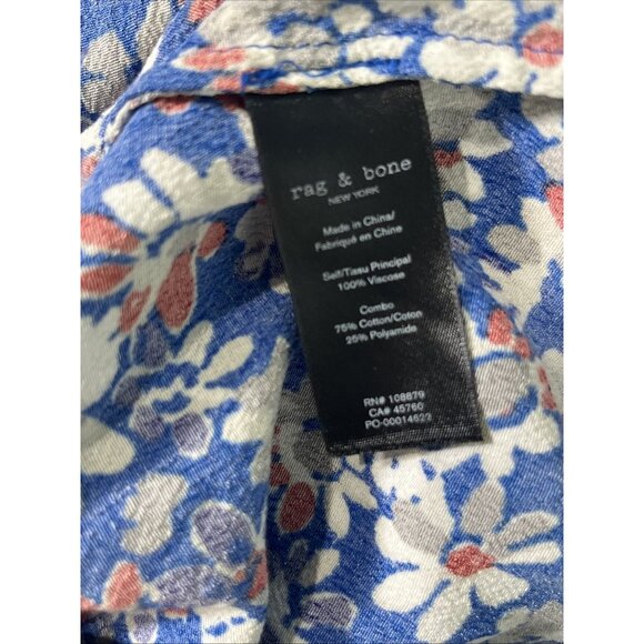 RAG & BONE Dress Womens L Blue Estelle Floral Midi Sleeveless V Neck Beach Boho - Picture 5 of 8